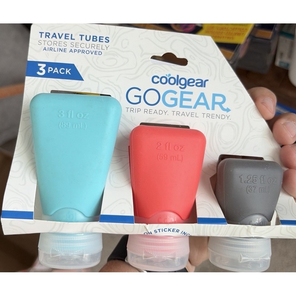 Lot of 3 GOGEAR Cool Gear Colored Silicone Travel Tubes NEW TSA Airline Approved